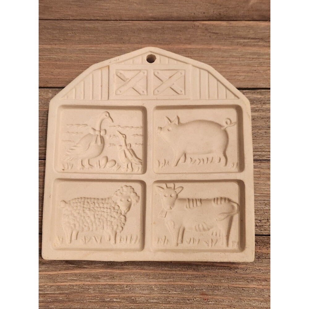 Vintage PAMPERED CHEF Farmyard Friends Cookie Shortbread Mold Stoneware 1994